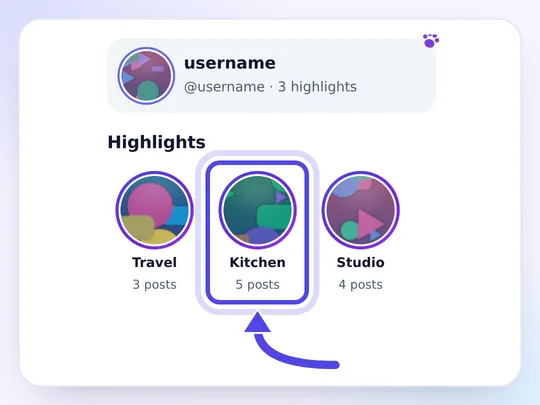 Álbumes de destacados de TikTok mostrados como círculos