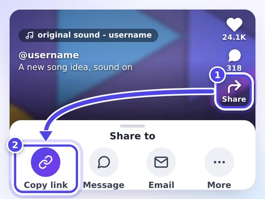 Copiar el enlace de un video o de un sonido de TikTok