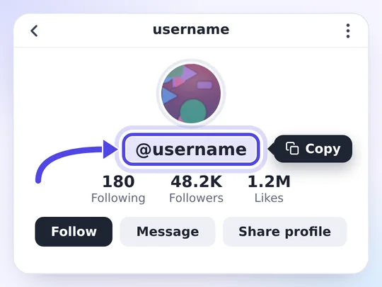 Copiar el usuario o el enlace de un perfil de TikTok