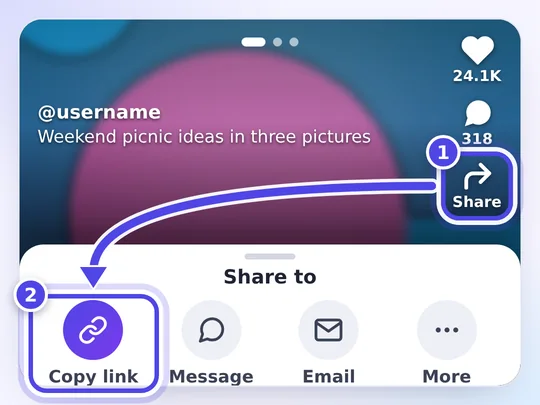 Salin tautan slideshow TikTok dari menu bagikan